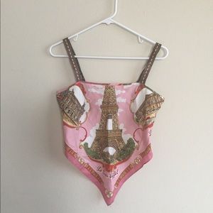 Bebe Pink Paris handkerchief crop top